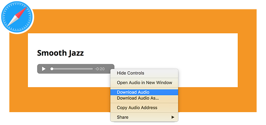 audio file with download option selected in Safari